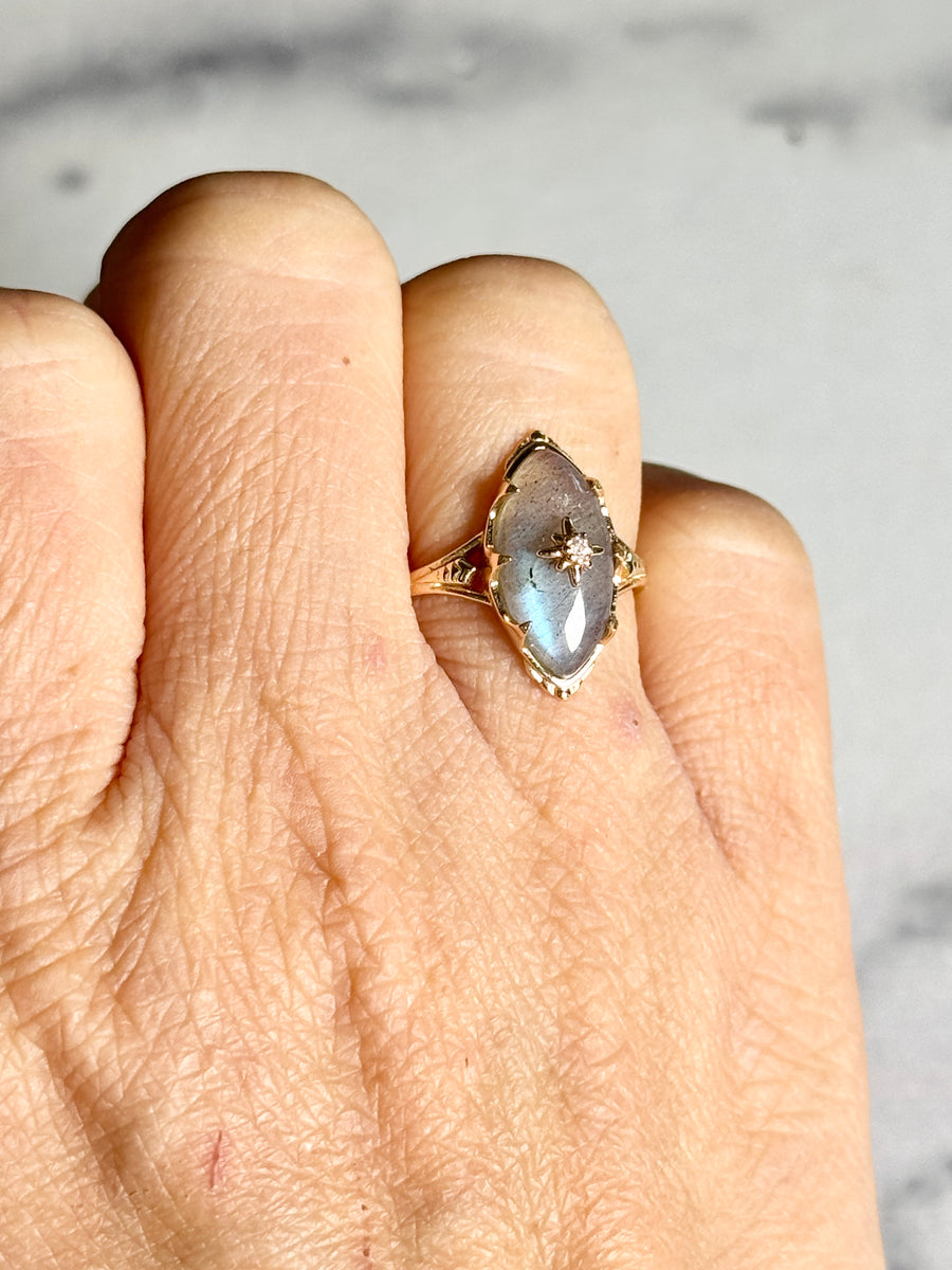 Labradorite Star Gold Plated 925 Sterling Silver Ring