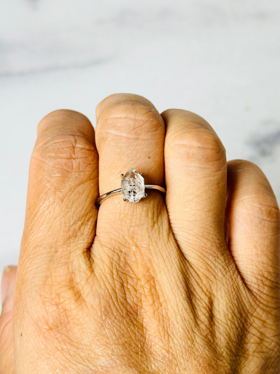 Herkimer Diamond 925 Sterling Silver Adjustable Ring