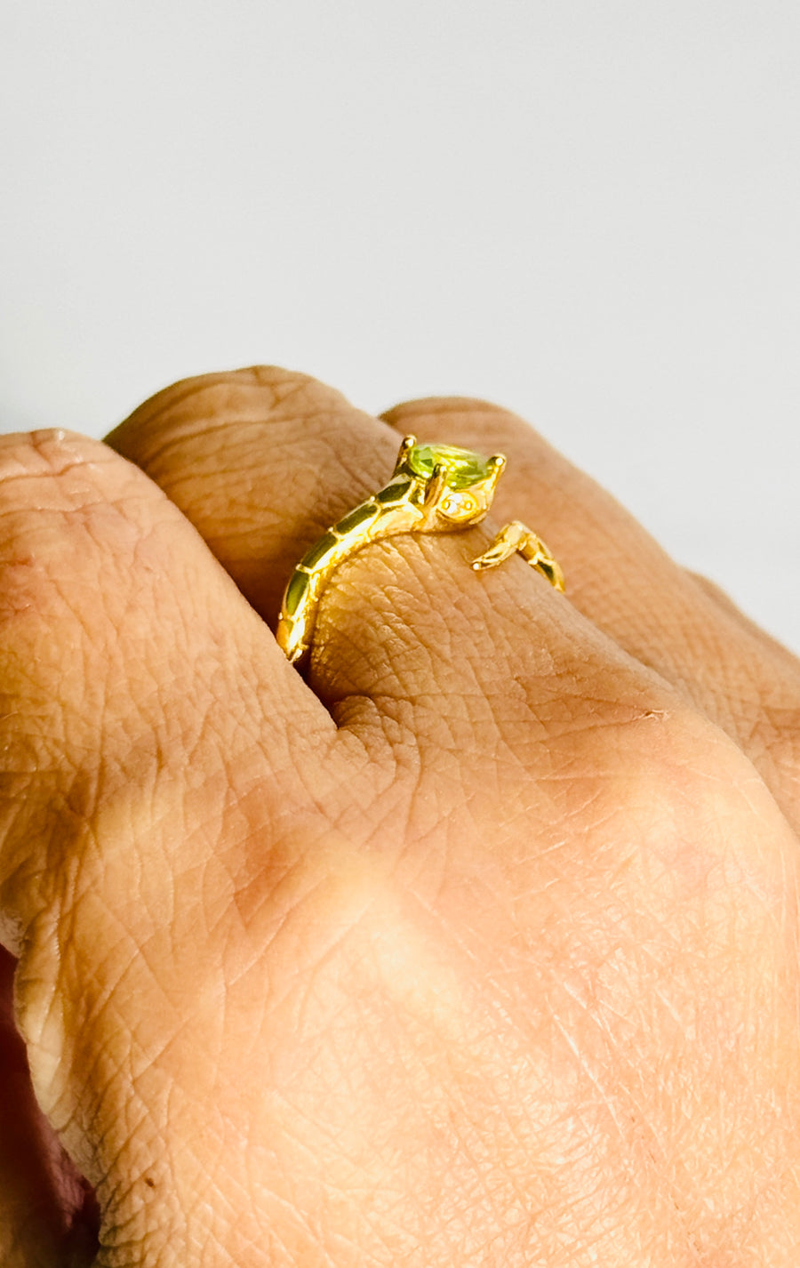 Peridot Gold Plated 925 Sterling Silver Snake Ring