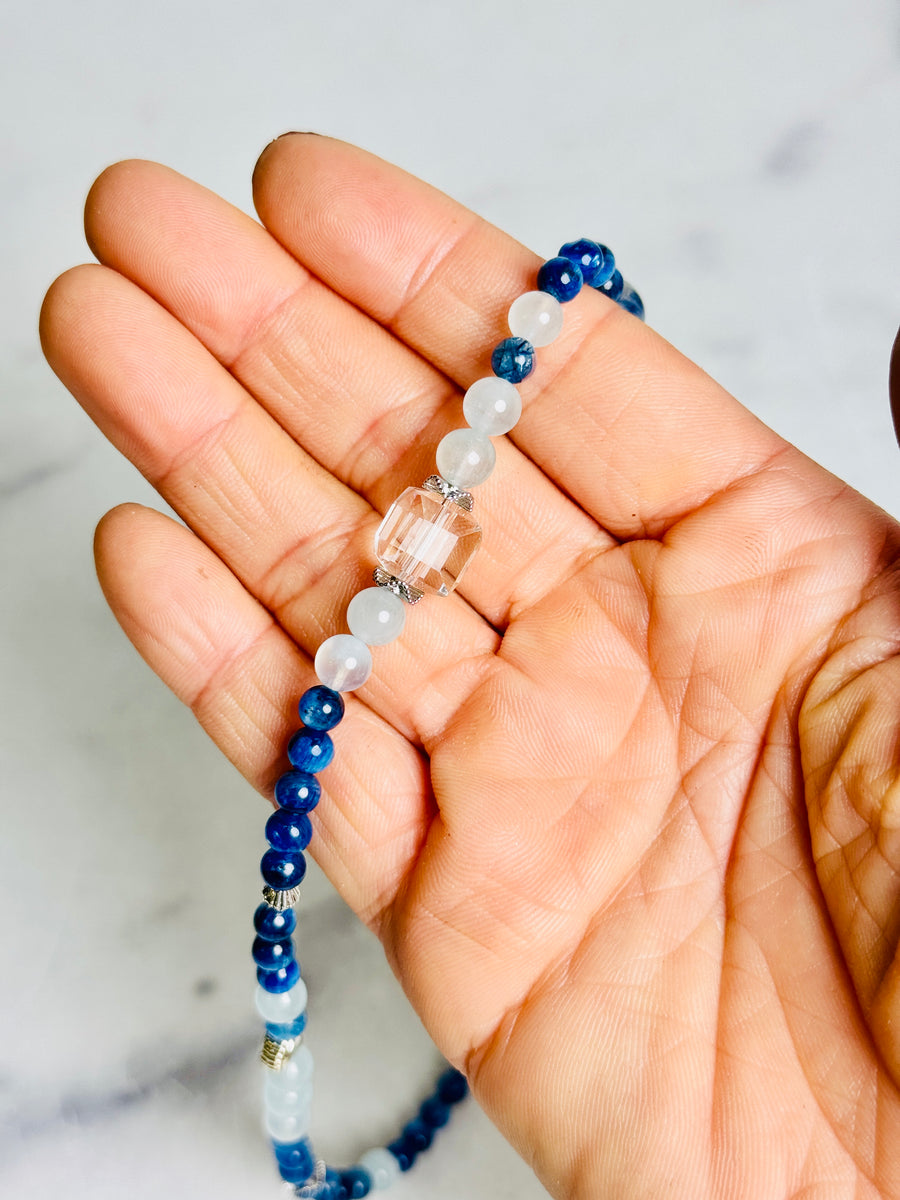 Blue Kyanite with Aquamarine Double Wrap Bracelet
