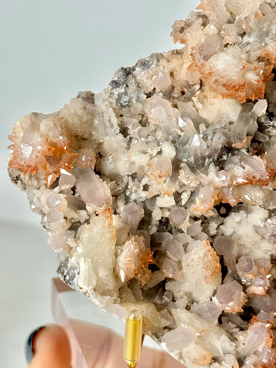 Amethyst with Calcite from Fengjiashang Mine