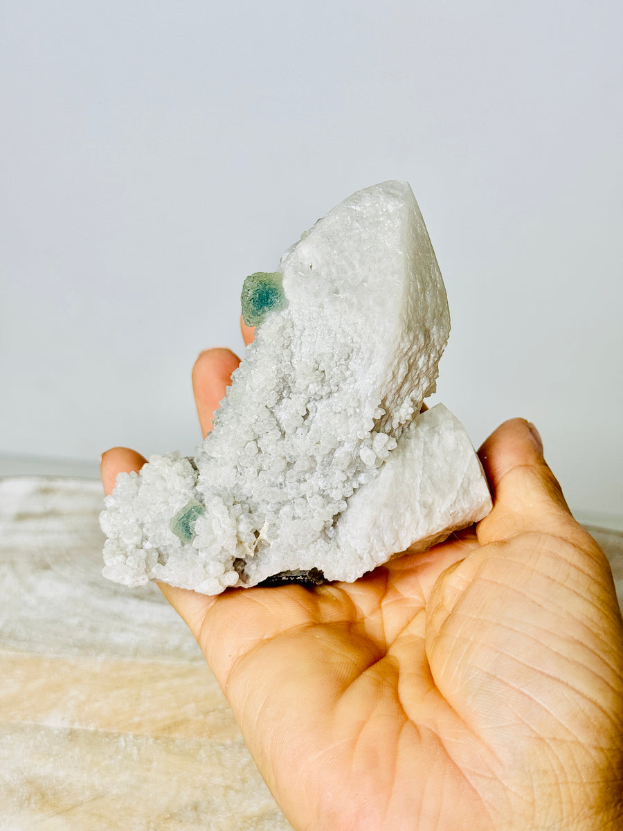 Candle Quartz with Green Fluorite from Inner Mongolia