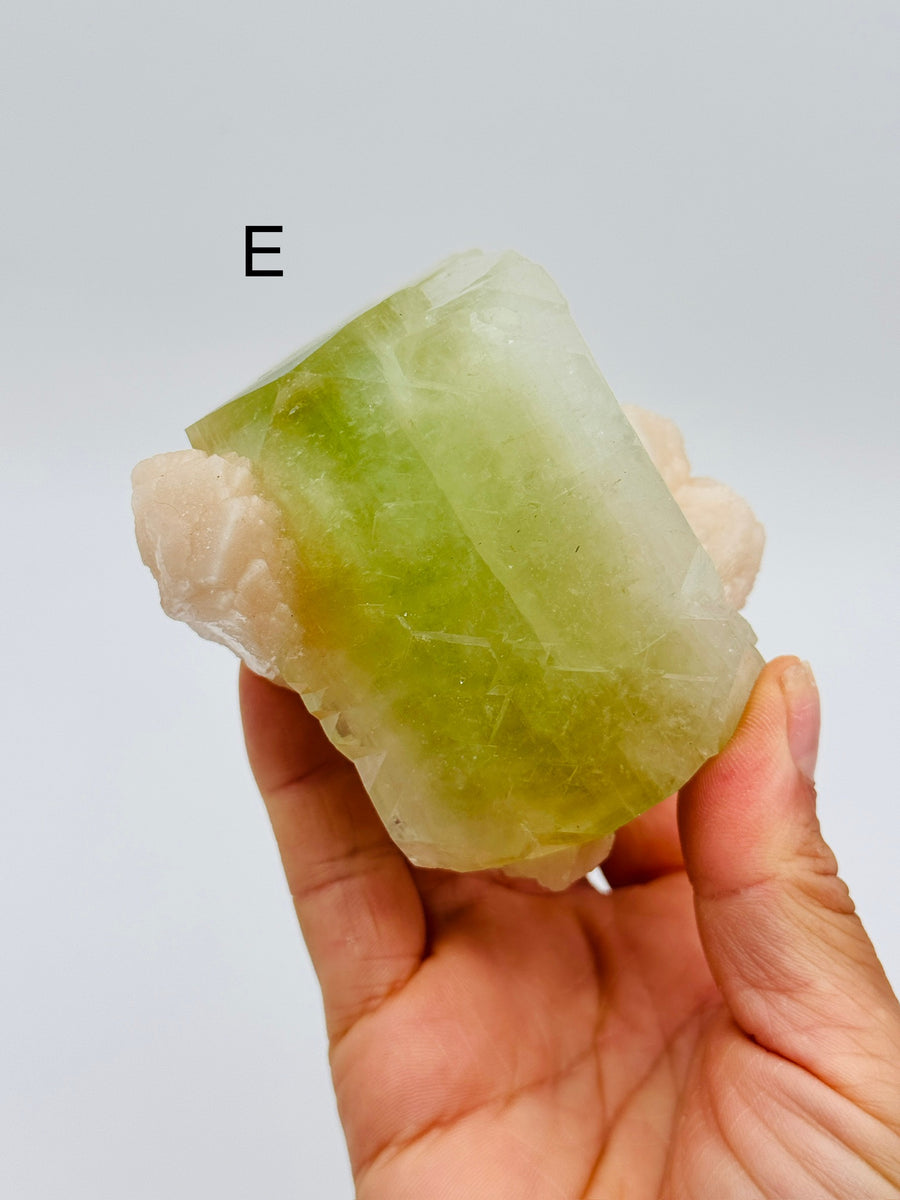 Green Apophyllite with Peach Stilbite