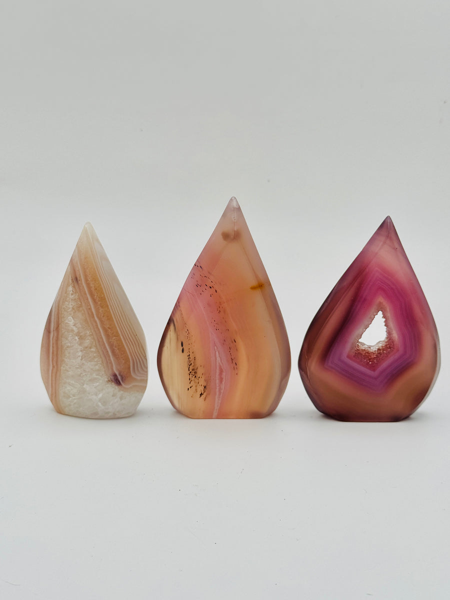 Pink Jelly Agate Flame Carving