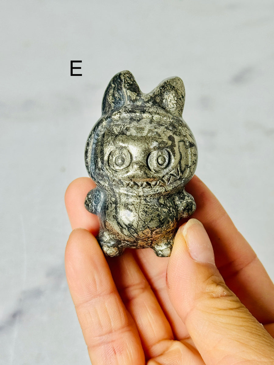 “24K Gold” Pyrite Labubu Carving