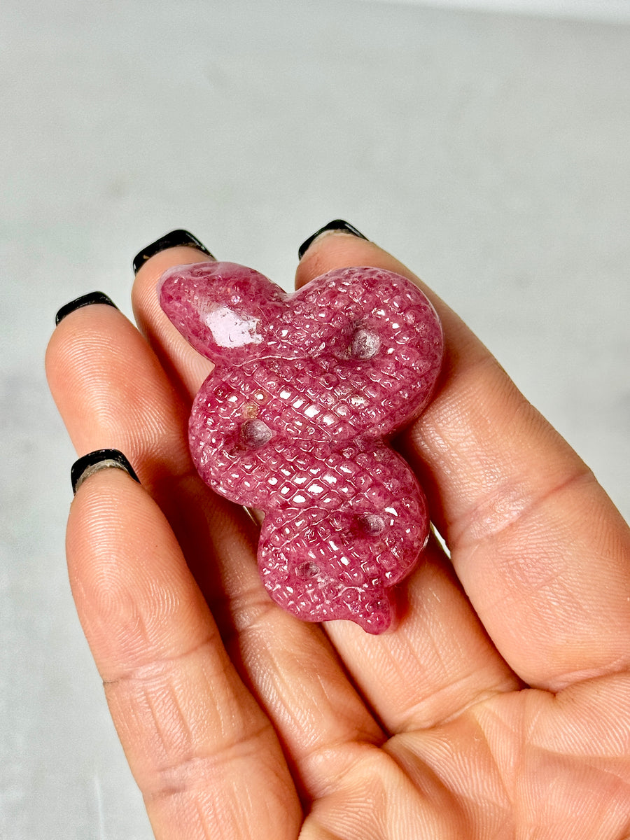Rhodonite Snake Carving