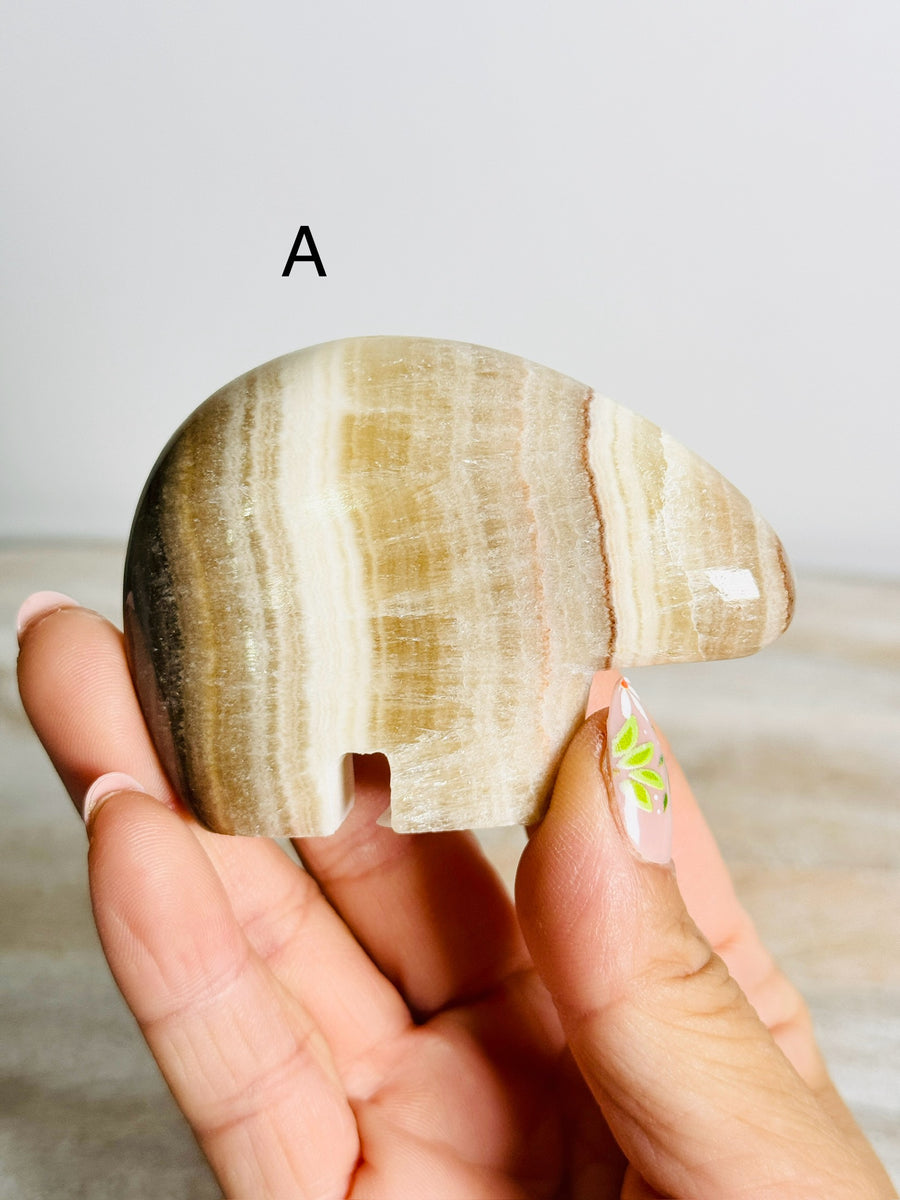 Banded Calcite Bear Carving