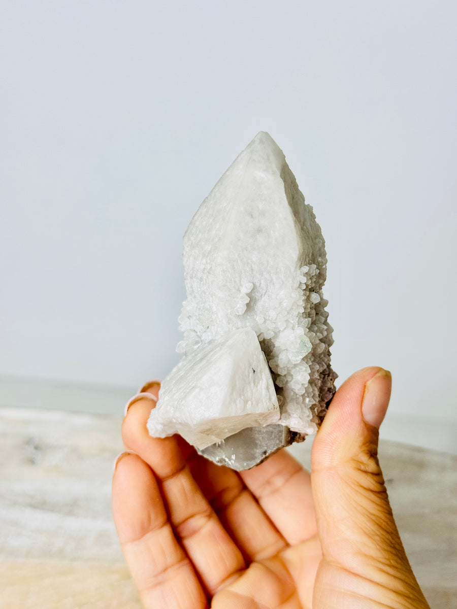 Candle Quartz with Green Fluorite from Inner Mongolia