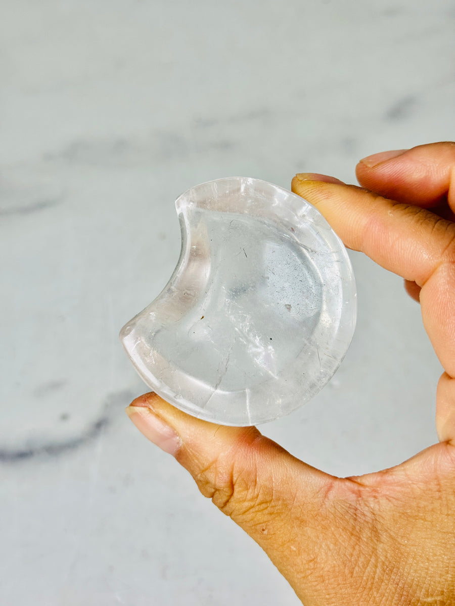 Clear Quartz Moon Bowl Carving