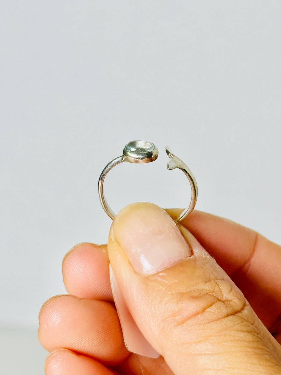 Aquamarine Whale Tail S925 Adjustable Ring