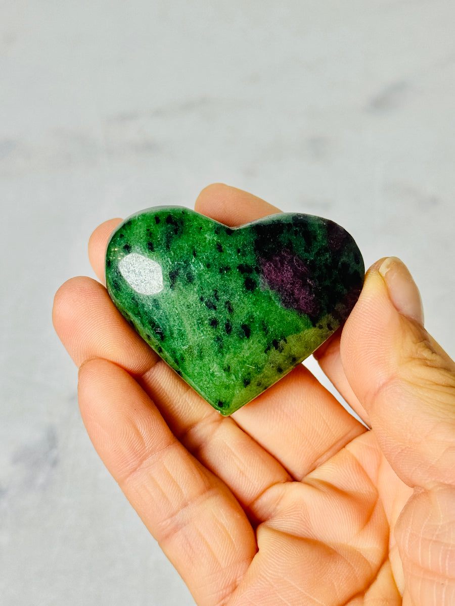 Ruby Zoisite Heart Carving