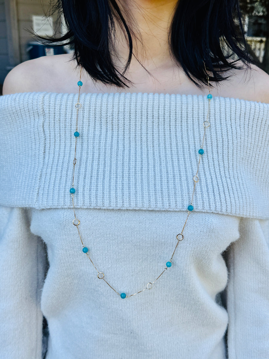 SaiBrazil Amazonite & Gold Circle Link Layering Necklace