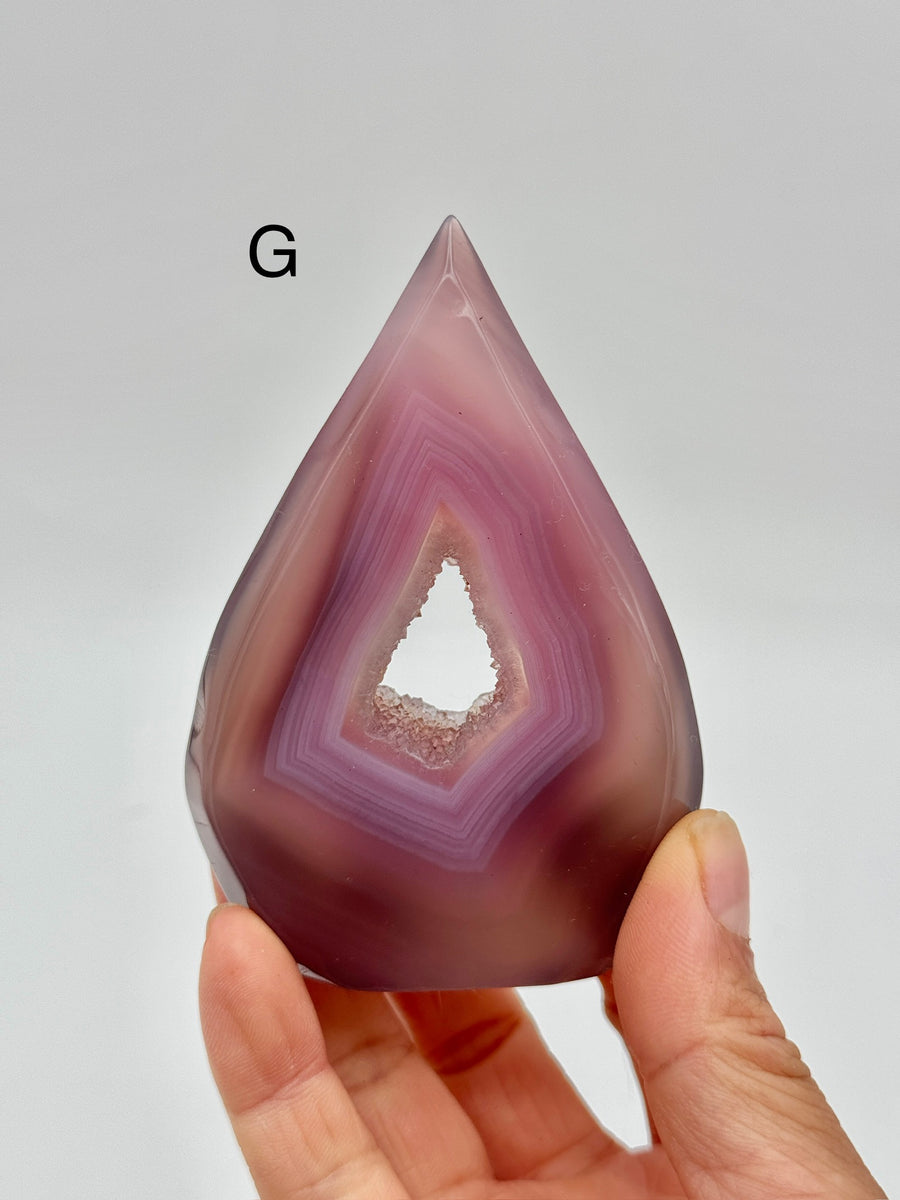Pink Jelly Agate Flame Carving