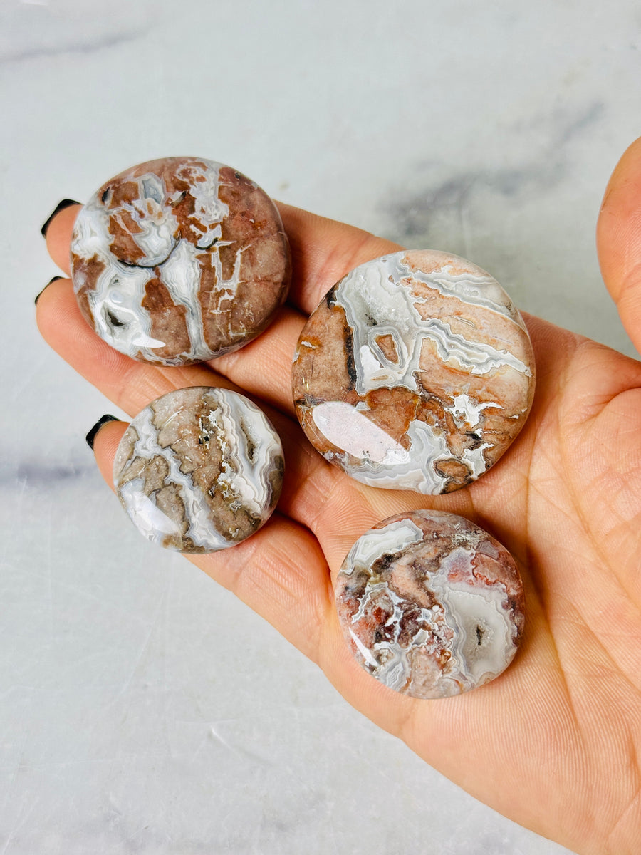 Sangria Lace Agate Flat Stone