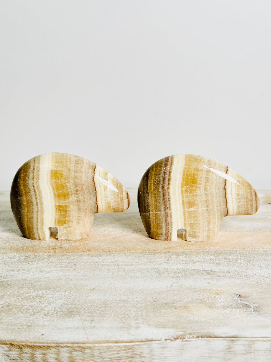 Banded Calcite Bear Carving