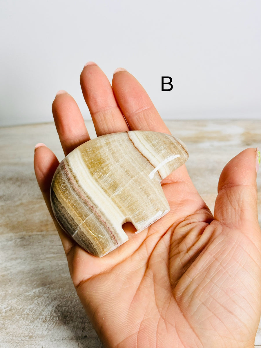 Banded Calcite Bear Carving