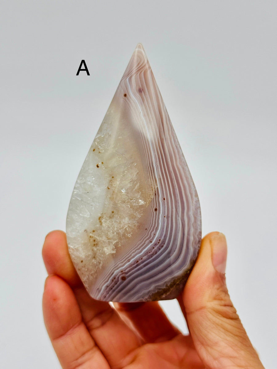 Pink Jelly Agate Flame Carving