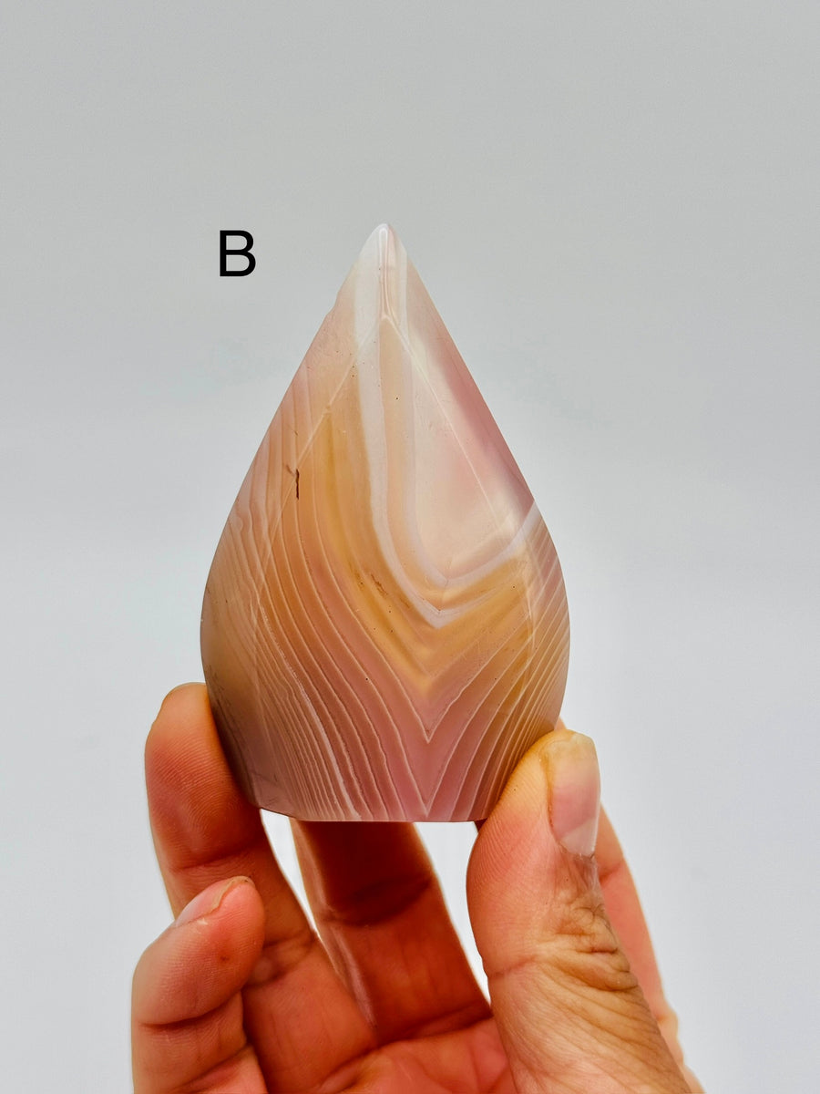 Pink Jelly Agate Flame Carving