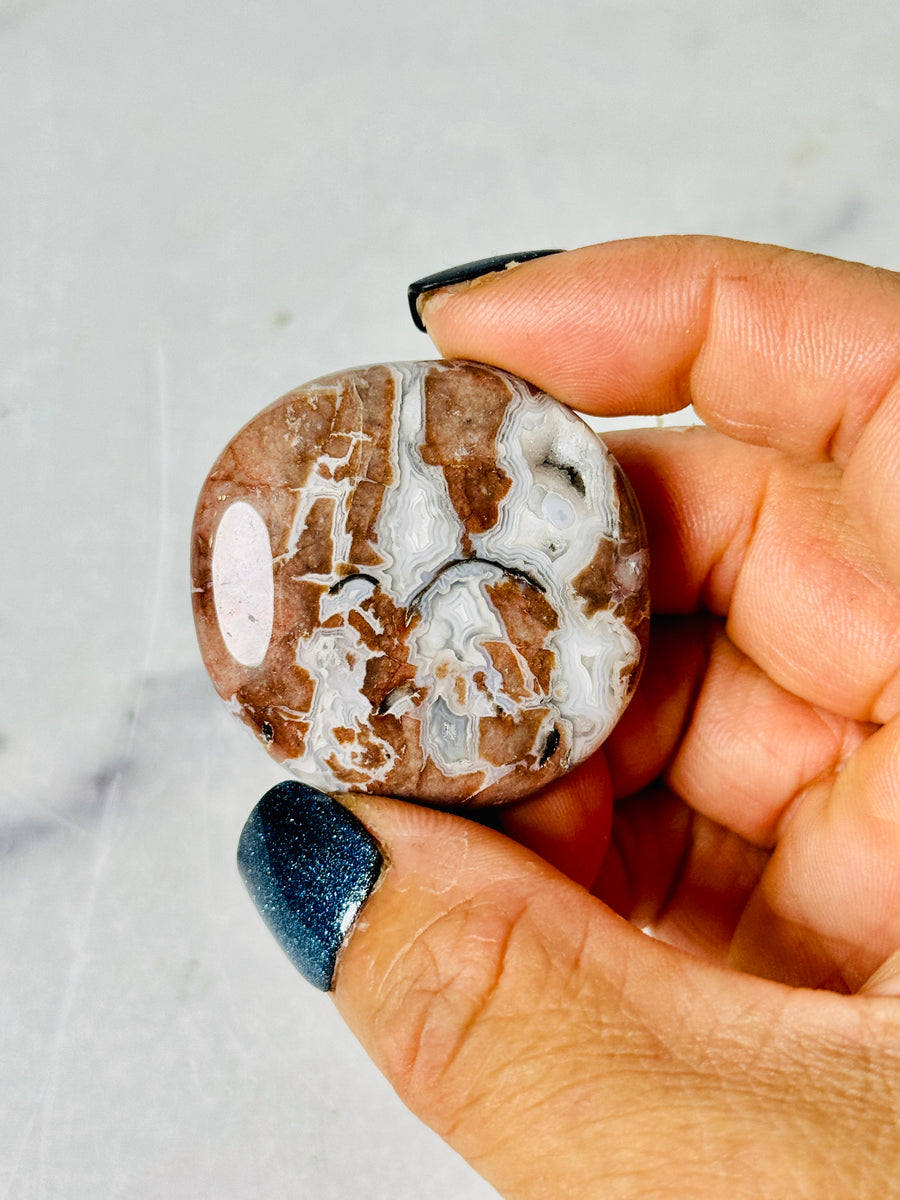Sangria Lace Agate Flat Stone