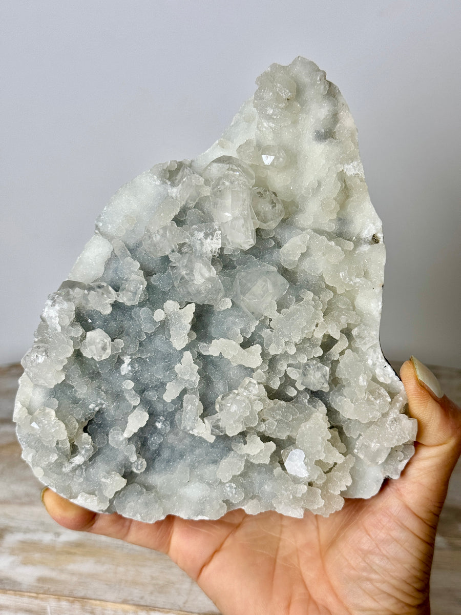 Light Blue Chalcedony with Diamond Apophyllite