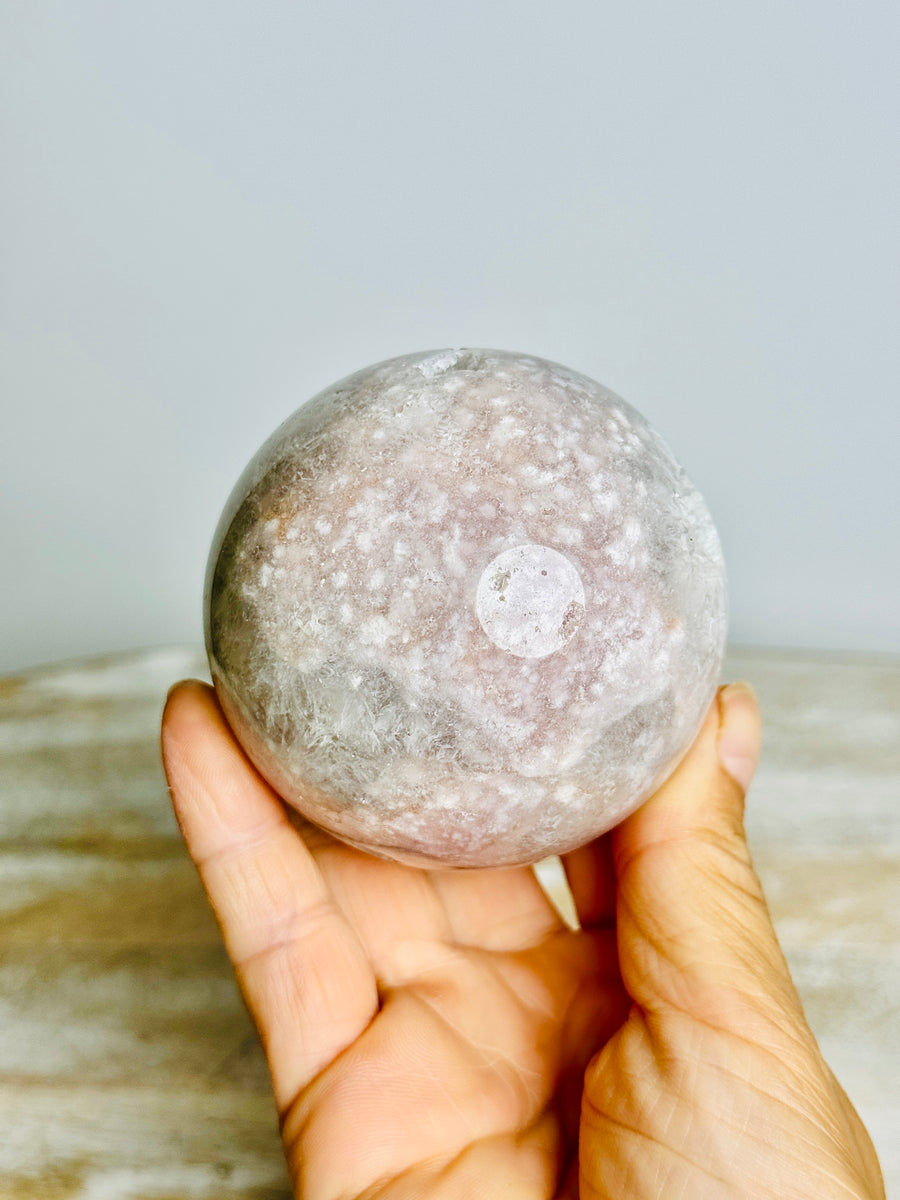 Prasiolite (Green Amethyst) with Pink Amethyst Sphere