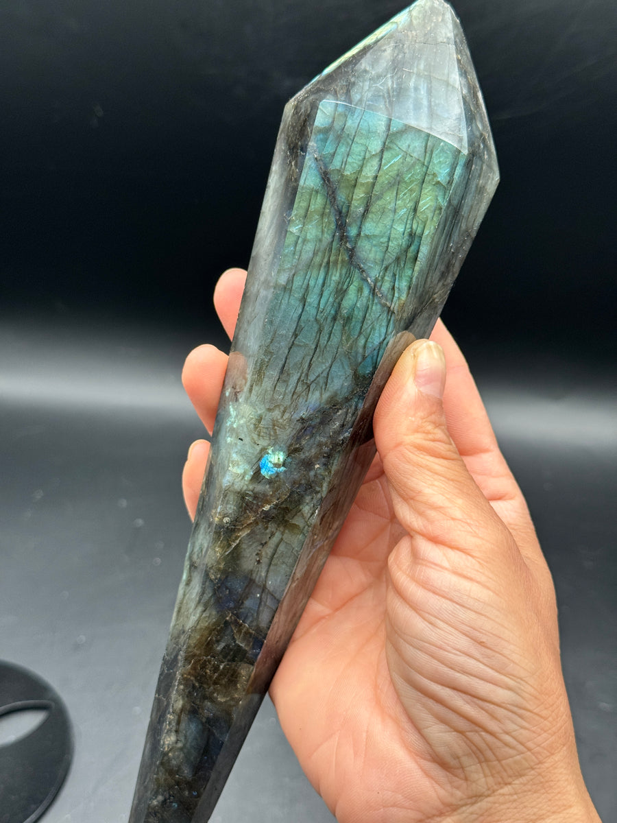 IMPERFECT - Labradorite Wand Carving on Stand