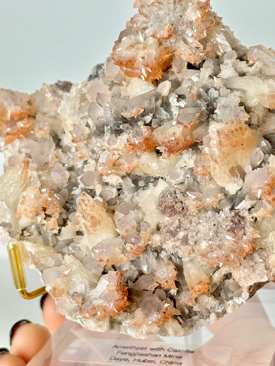 Amethyst with Calcite from Fengjiashang Mine