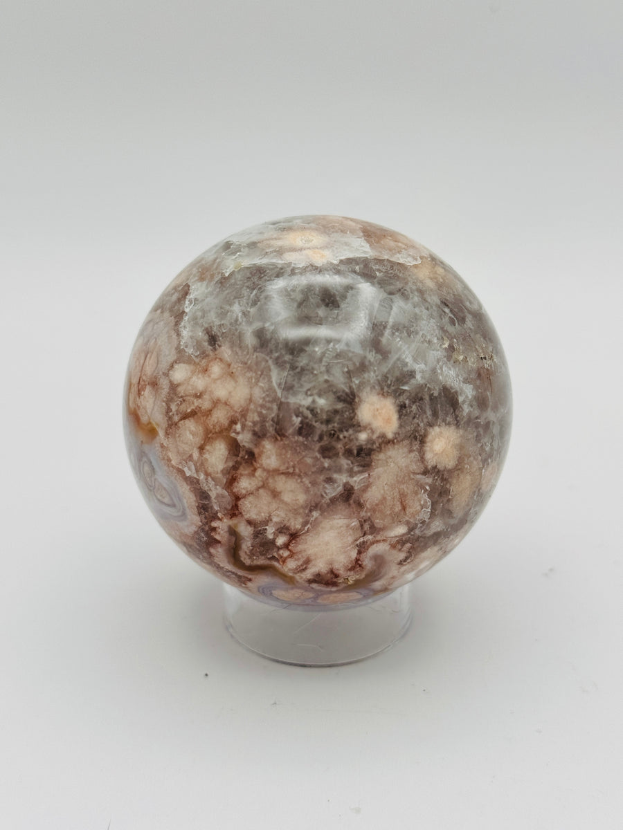 Green Quartz with Flower Agate Sphere