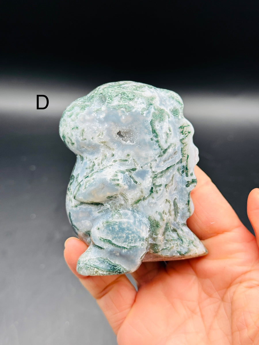 Moss Agate Chubby Dino Carving
