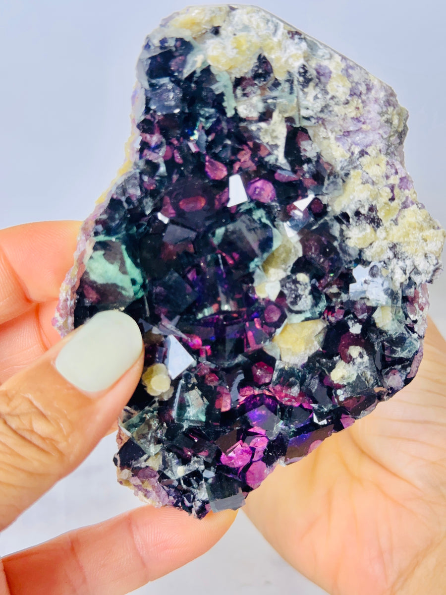 Yindu Fluorite with Yellow Apatite from Yindu Mine, Inner Mongolia