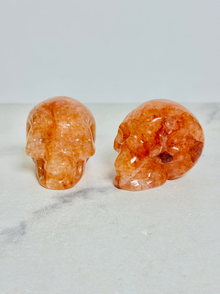 Fire Quartz Skull Carving
