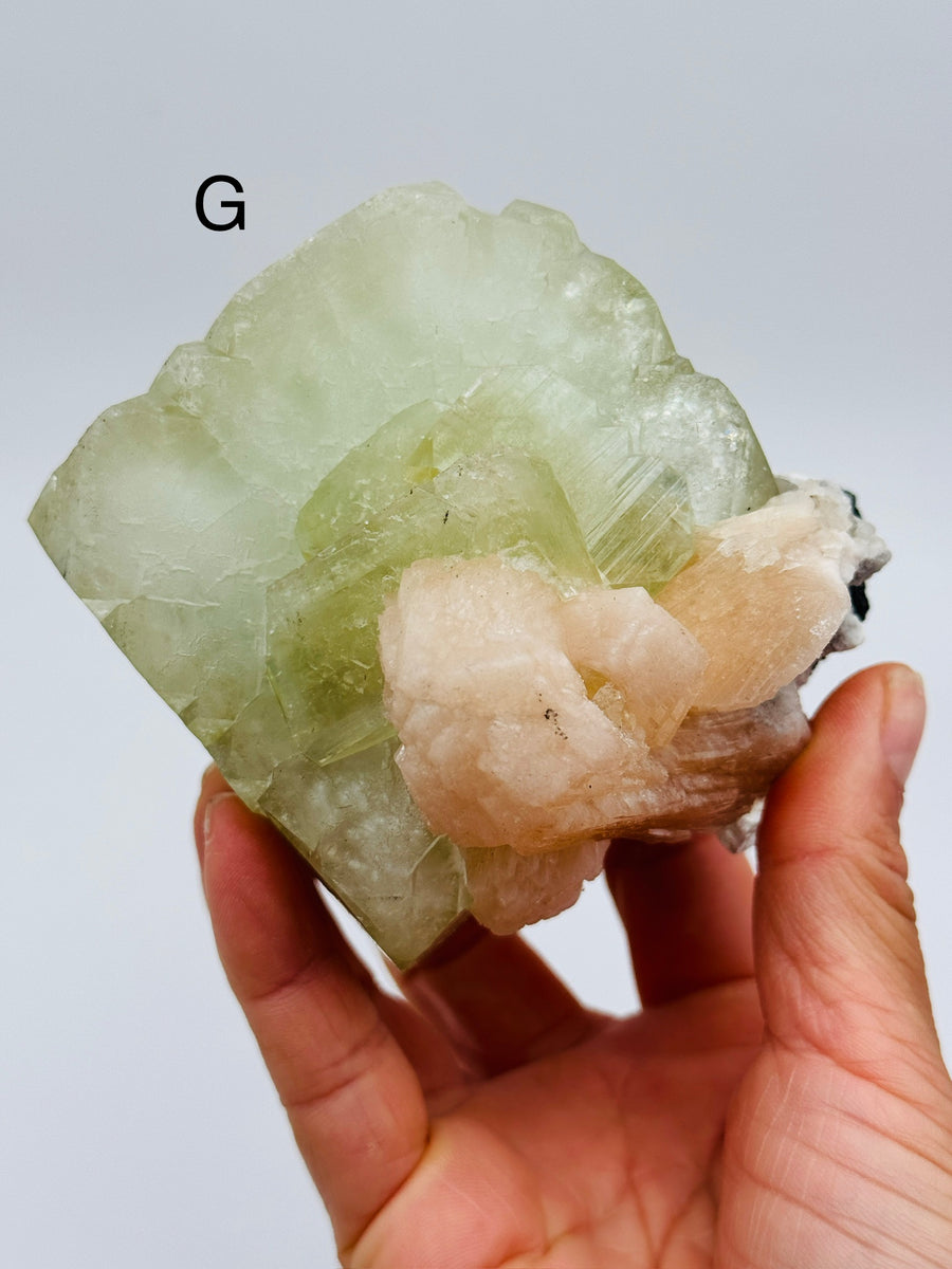 Green Apophyllite with Peach Stilbite