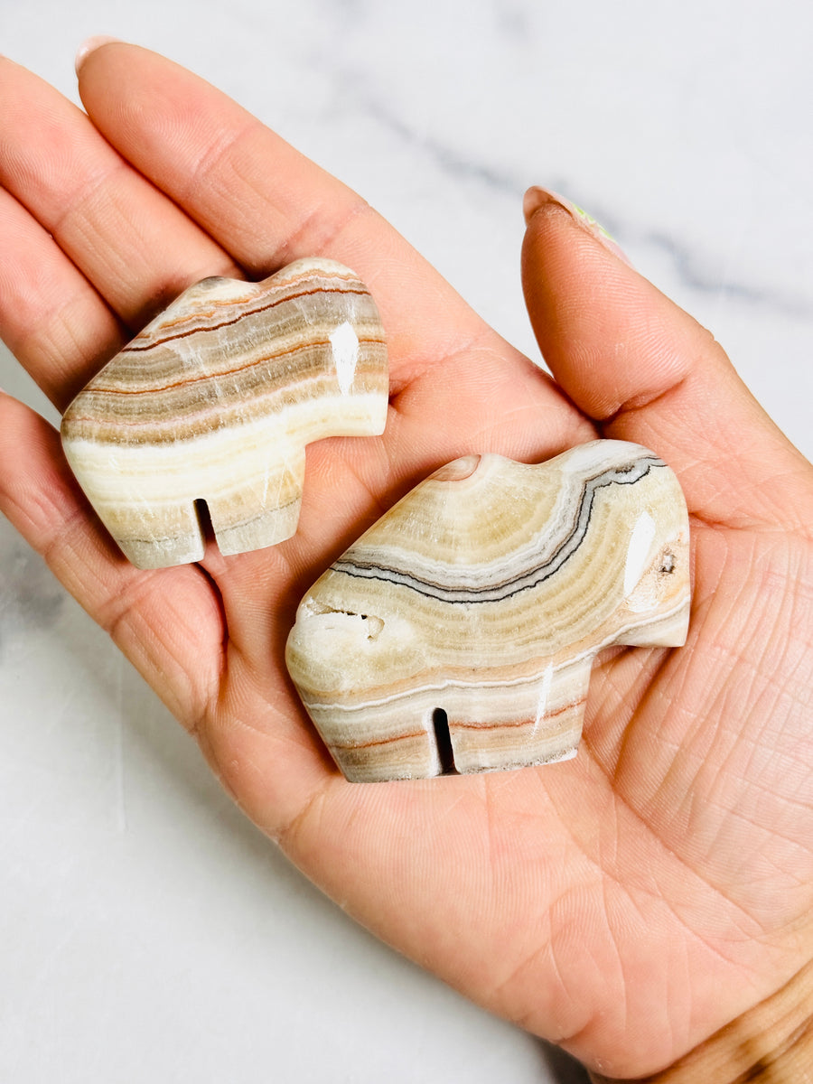 Banded Calcite Buffalo Carving