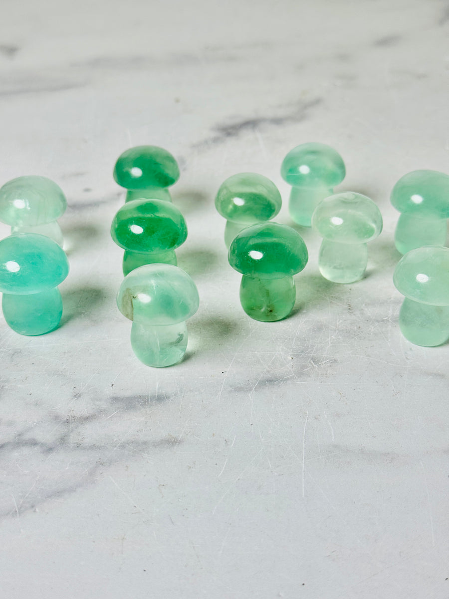 Green Fluorite Mushroom Carving