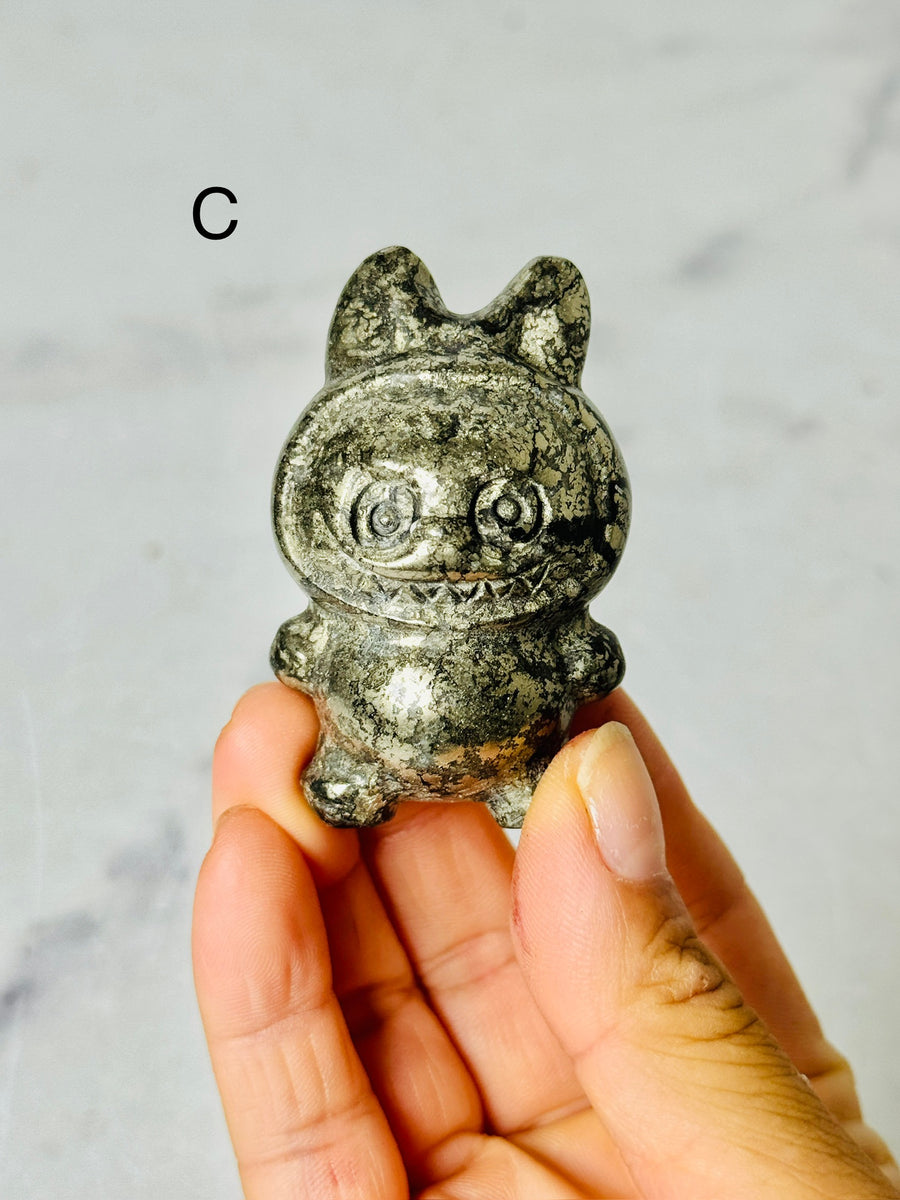 “24K Gold” Pyrite Labubu Carving