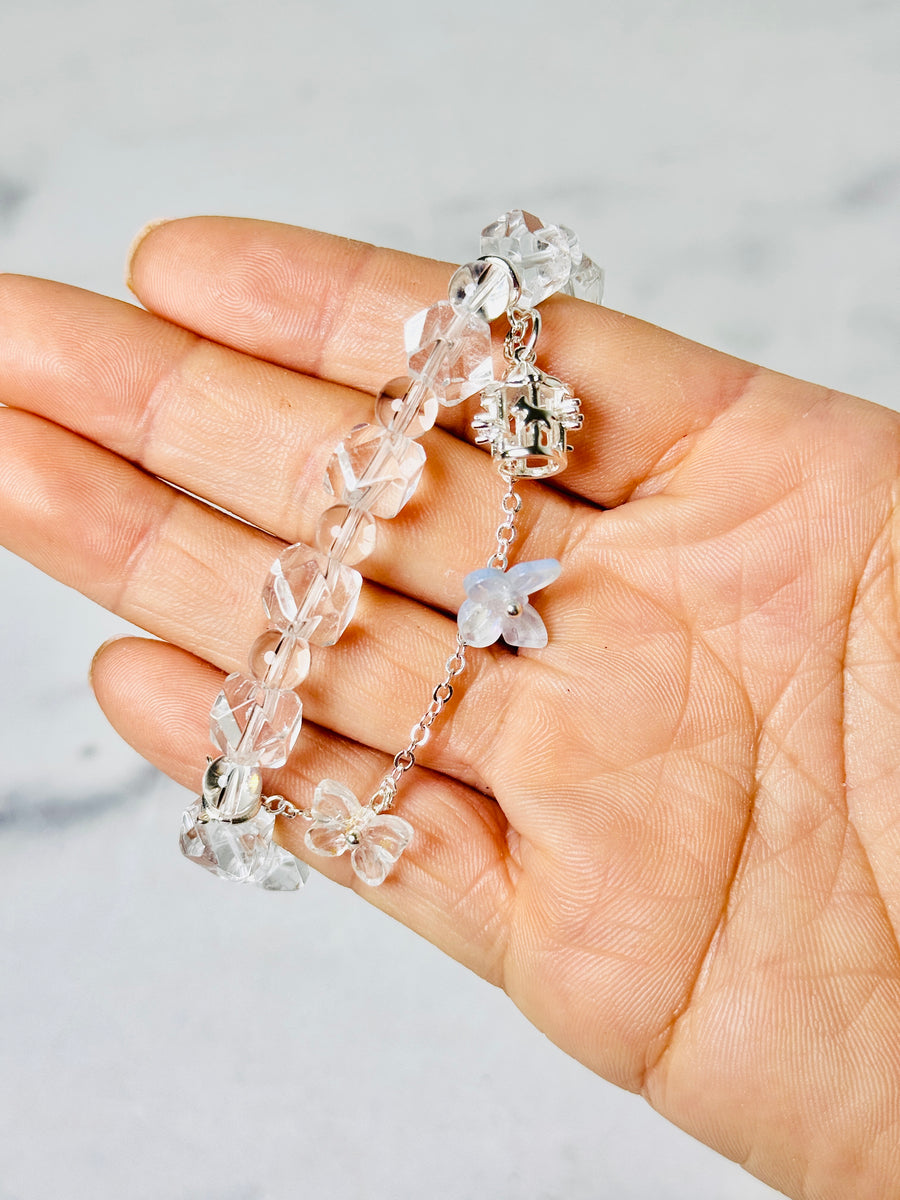 Clear Quartz Bracelet with Merry-Go-Round and Butterfly Charms