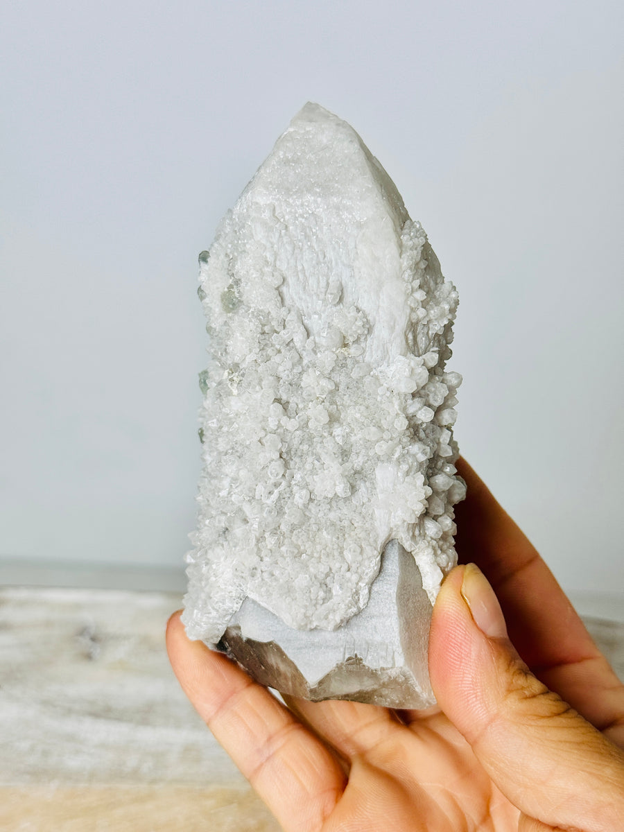 Candle Quartz with Green Fluorite from Inner Mongolia