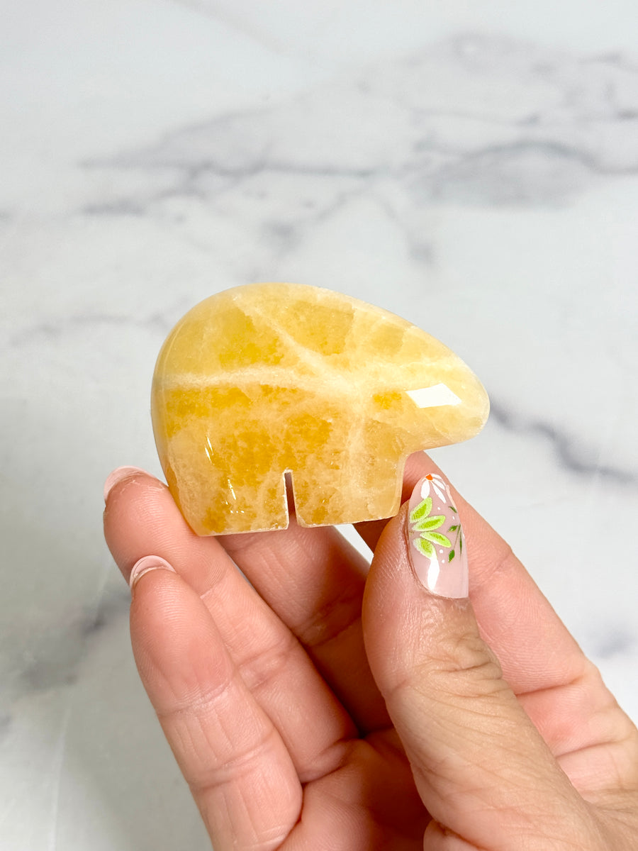 Honeycomb Calcite Bear Carving