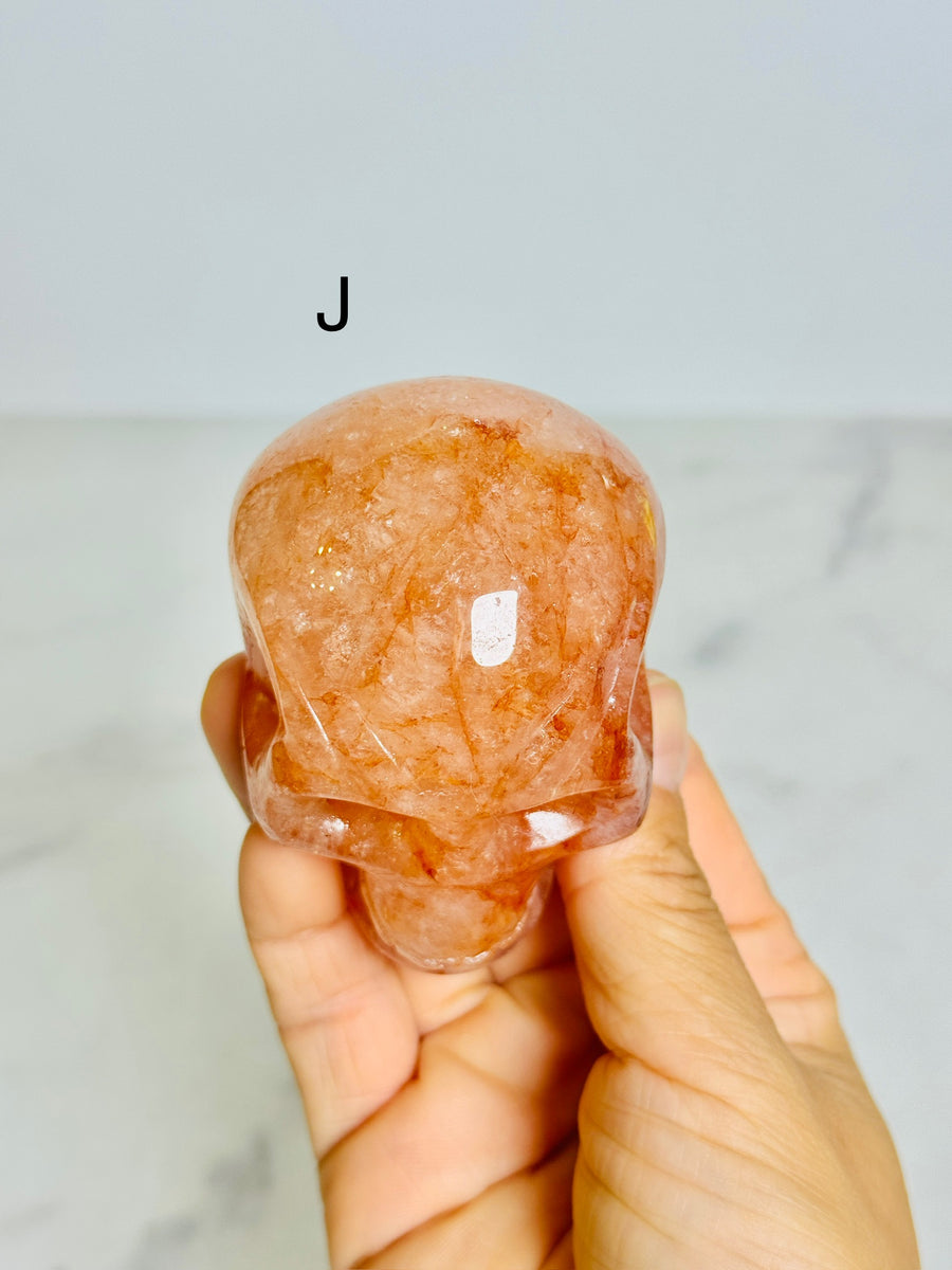 Fire Quartz Skull Carving