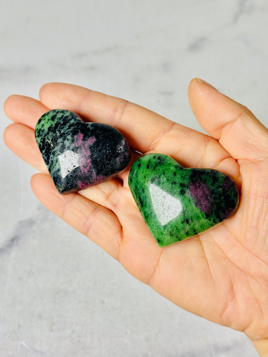 Ruby Zoisite Heart Carving
