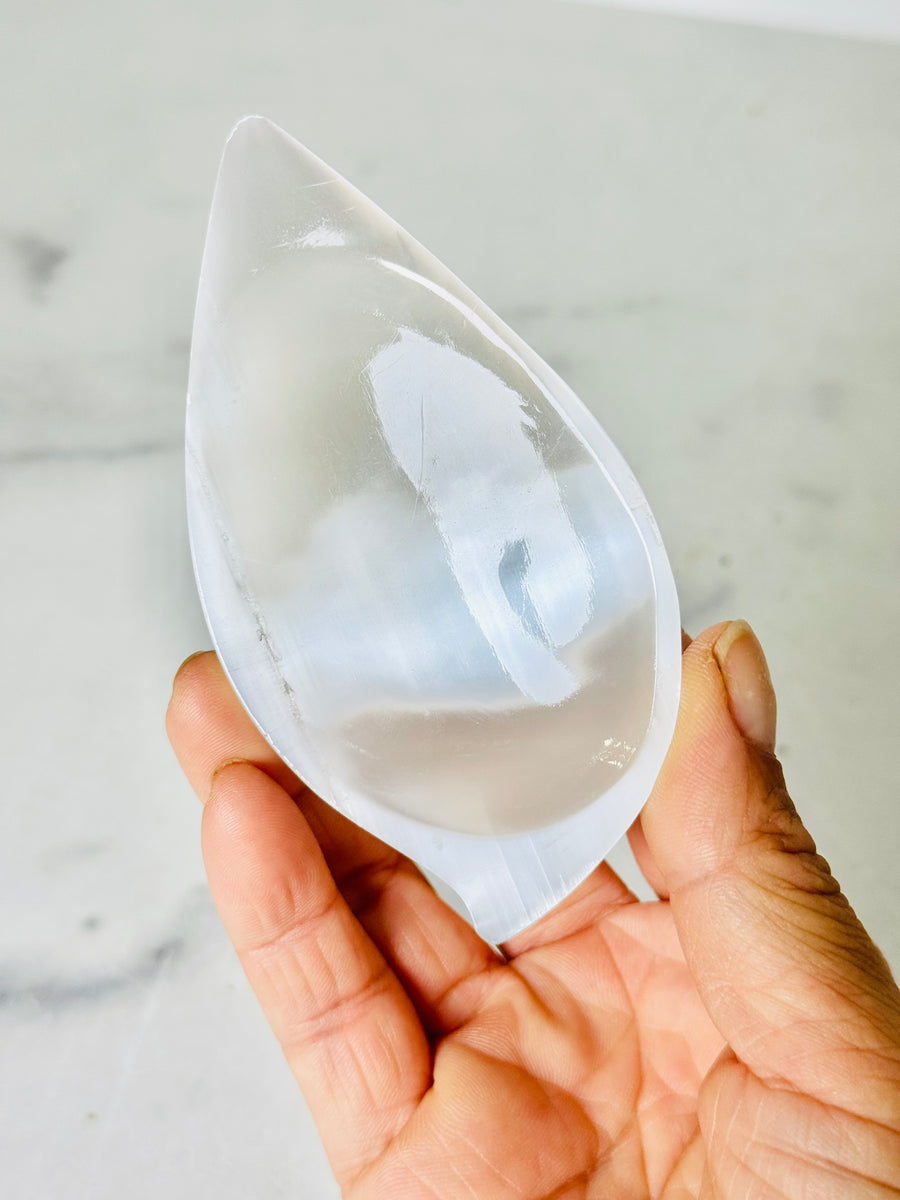 Satin Spar Leaf Bowl