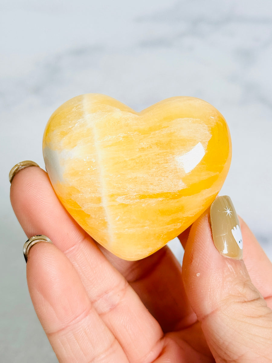 Honeycomb Calcite Heart Carving