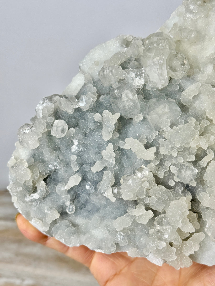Light Blue Chalcedony with Diamond Apophyllite
