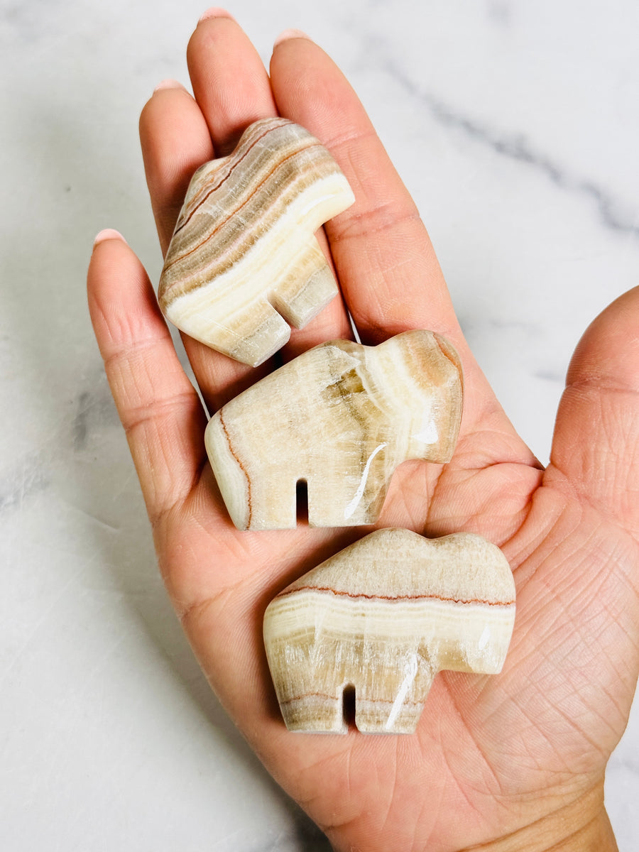 Banded Calcite Buffalo Carving