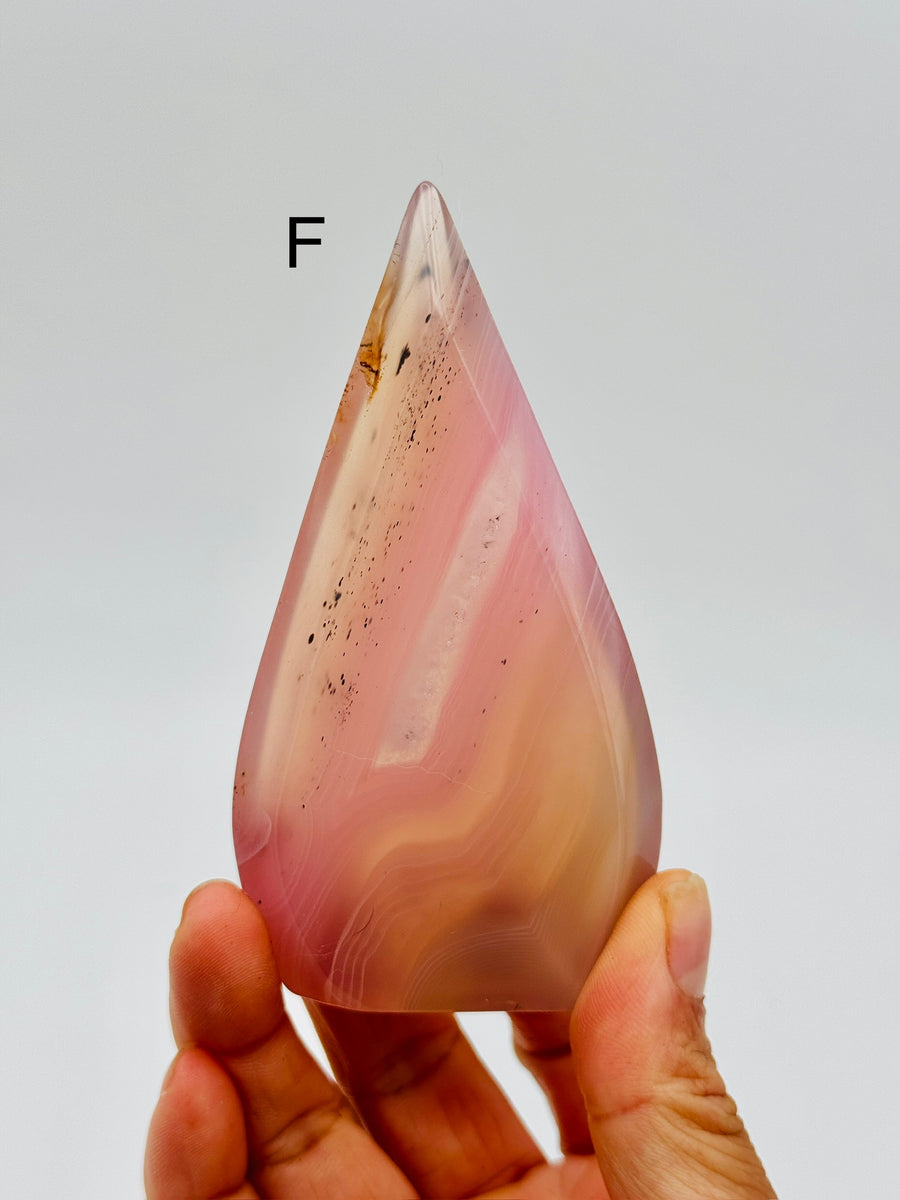 Pink Jelly Agate Flame Carving