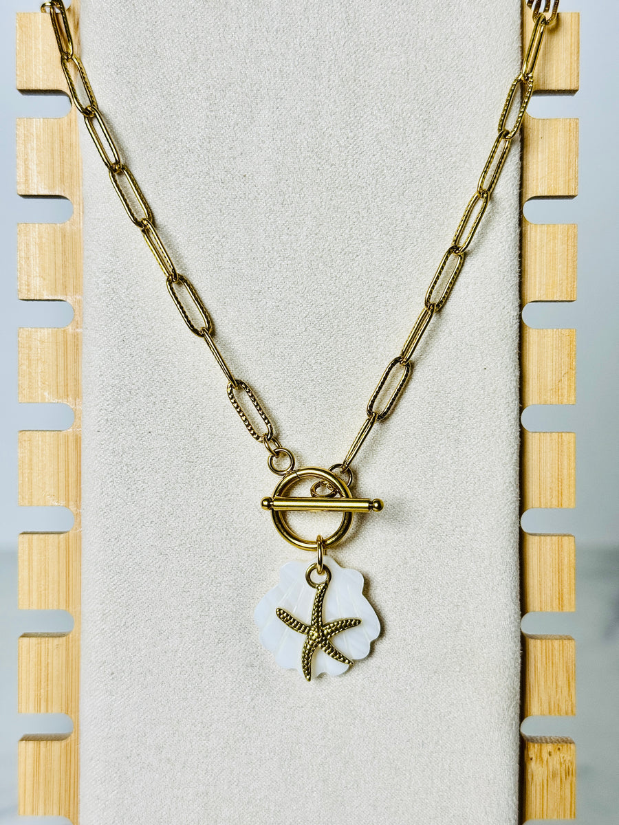 Gold Starfish Glow Toggle Necklace