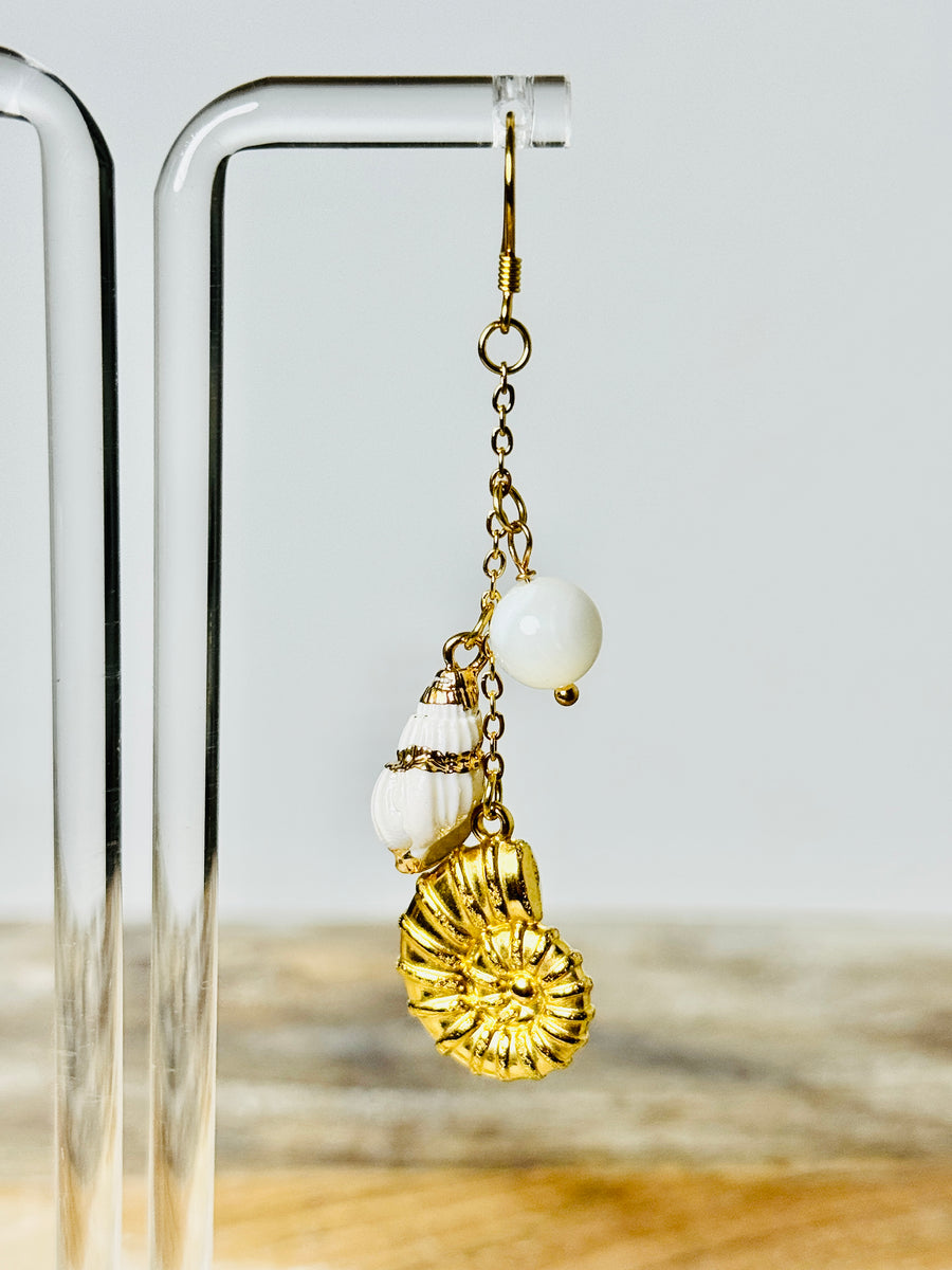 “Spirals of Sea” Shell Charm Earrings