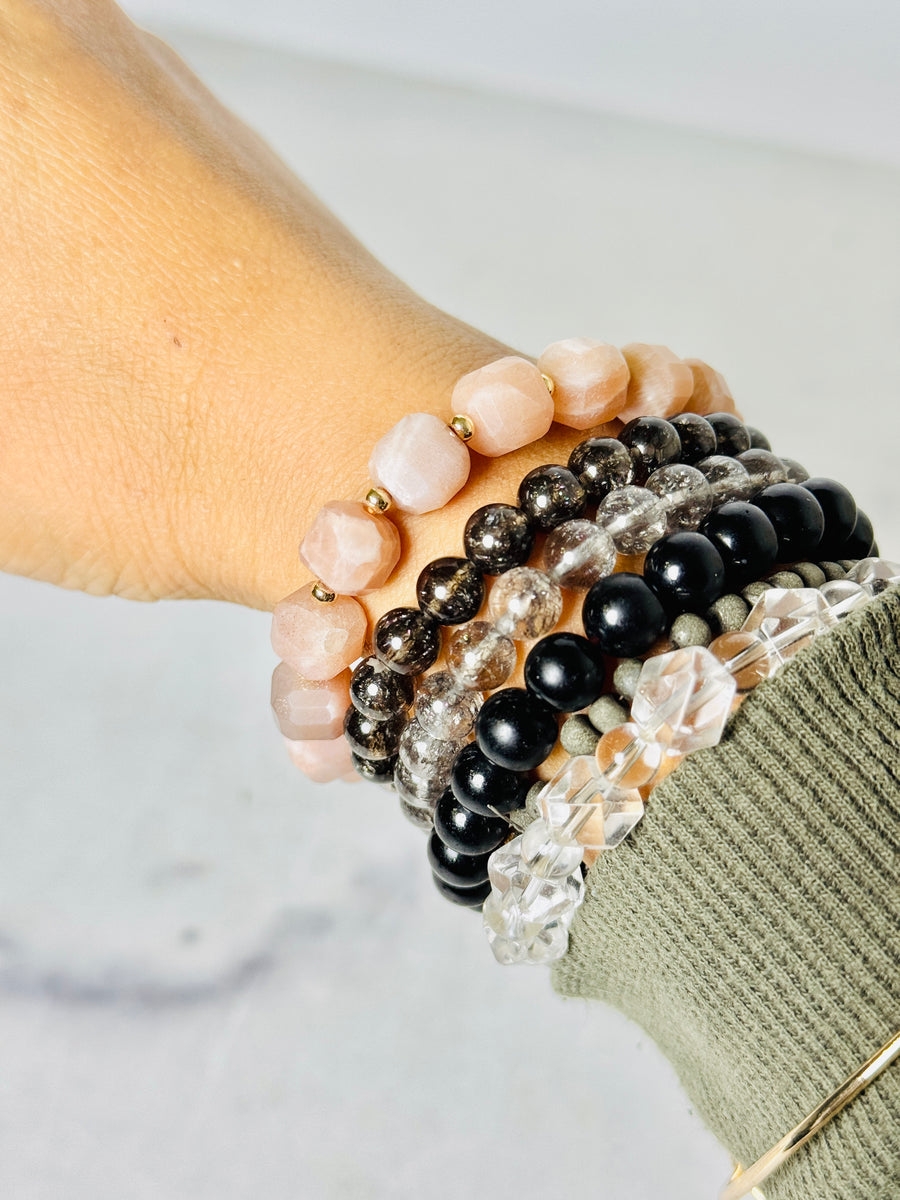 Peach Moonstone Cube Bracelet