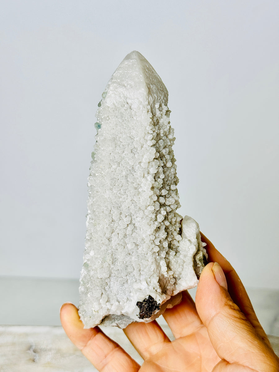 Candle Quartz with Green Fluorite from Inner Mongolia