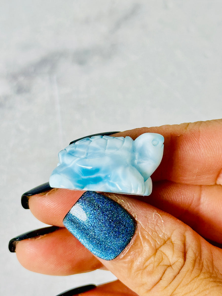 High Quality Larimar Turtle Carving